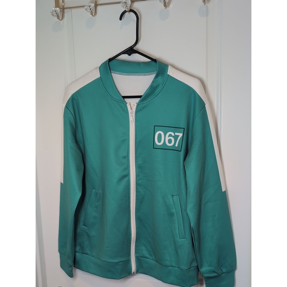 Squid Game Teal Player 067 Zip Jacket with White Accents
